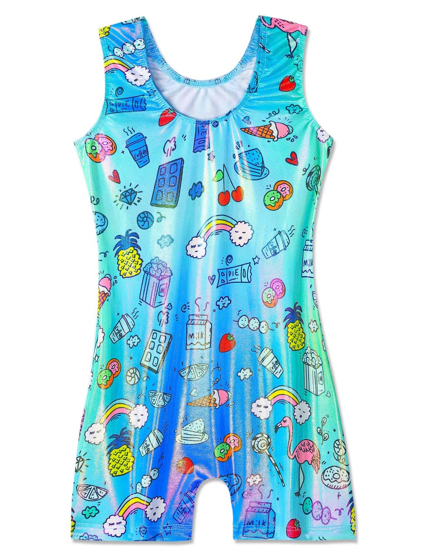 Domusgo Leotards for Girls Gymnastics Size 5-6 Years Old Green Cartoon Line Athletic Bodysuits Kids Sparkle Outfits