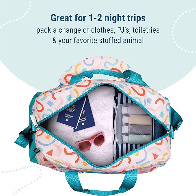 Wildkin Kids Overnighter Duffel Bag – Carry-On Size, Ideal for School & Sleepovers – Confetti Peach