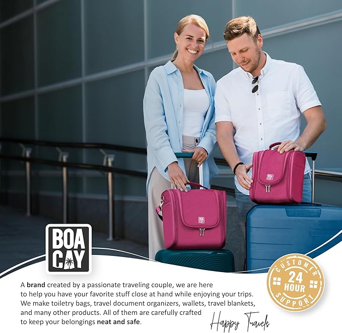BOACAY Extra Large Hanging Travel Toiletry Bag for Women and Men, Makeup Bag, Bathroom & Shower Organizer Kit for Accessories, Cosmetics, Essentials