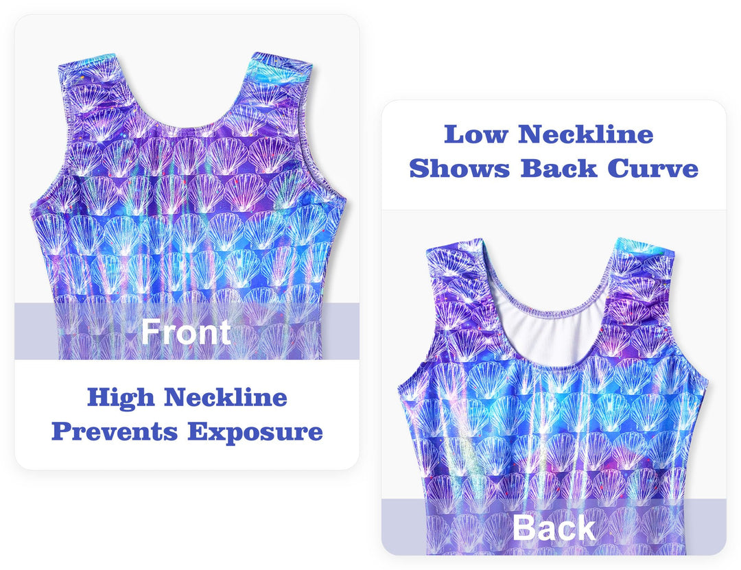 Domusgo Leotard for Girls Gymnastics Size 5-6 Years Old Sparkle Line Shell Practice Biketard with Shorts