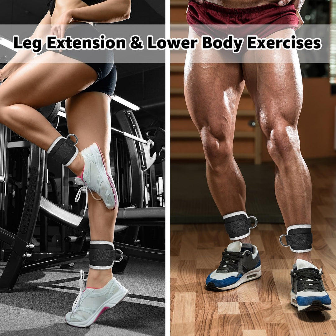 Anemeeoke Fitness Ankle Straps for Cable Machine, Kickbacks Glute Workouts, Lower Body Exercises, Adjustable Leg Straps with Neoprene Padding Men Women(Gray)