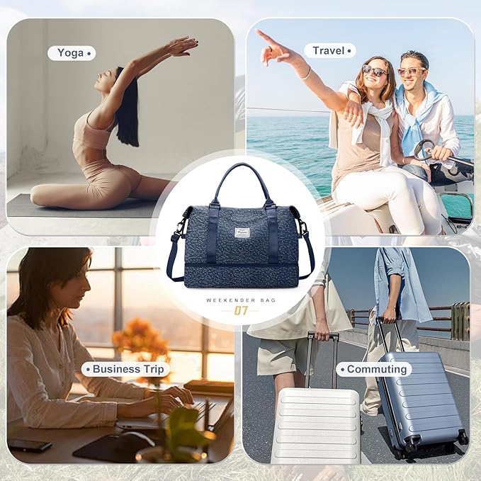 Travel Duffel Bag,Sports Tote Gym Bag,Shoulder Weekender Overnight Bag for Women