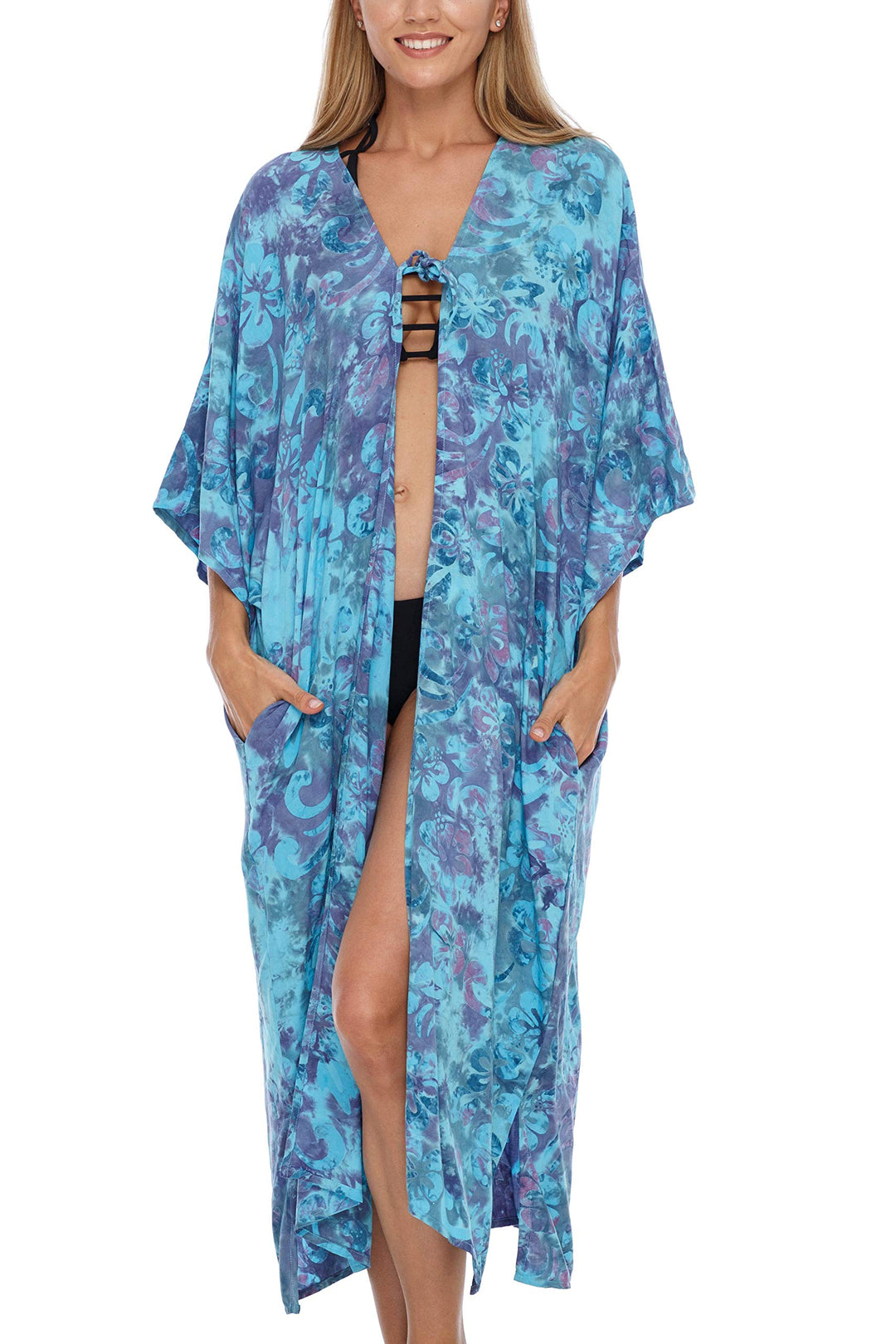 SHU-SHI Womens Kimono Cardigan Robe Beach Cover Up Open Front Loose One Size