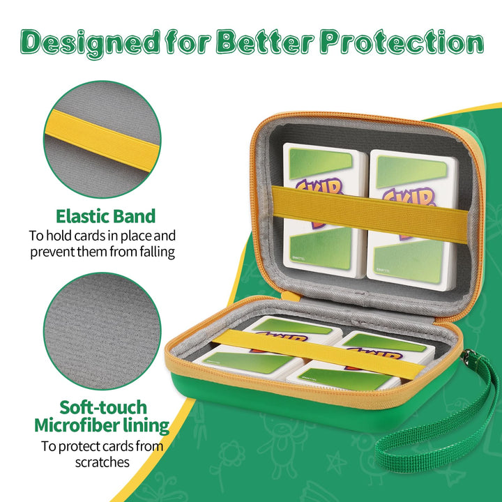 tombert Carrying case for PTCG Trading Cards, Hard-Shell Storage Box fits Magic MTG Cards and PTCG, Holds 300+ Cards(Green&Yellow)