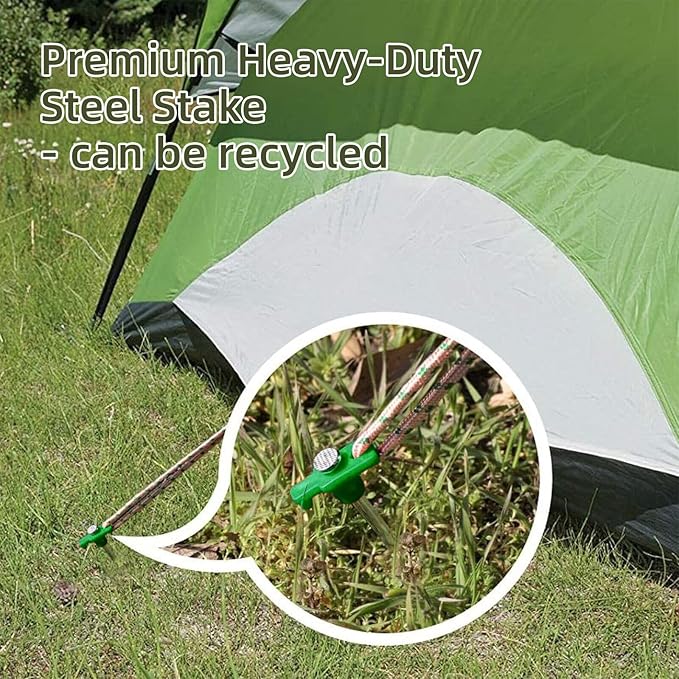 50 Pack Tent Stakes Heavy Duty 10 Inch Camping Stakes Yard Stakes Metal Tent Pegs for Ground Stakes Tent Spikes for Camping Garden Yard (Green)