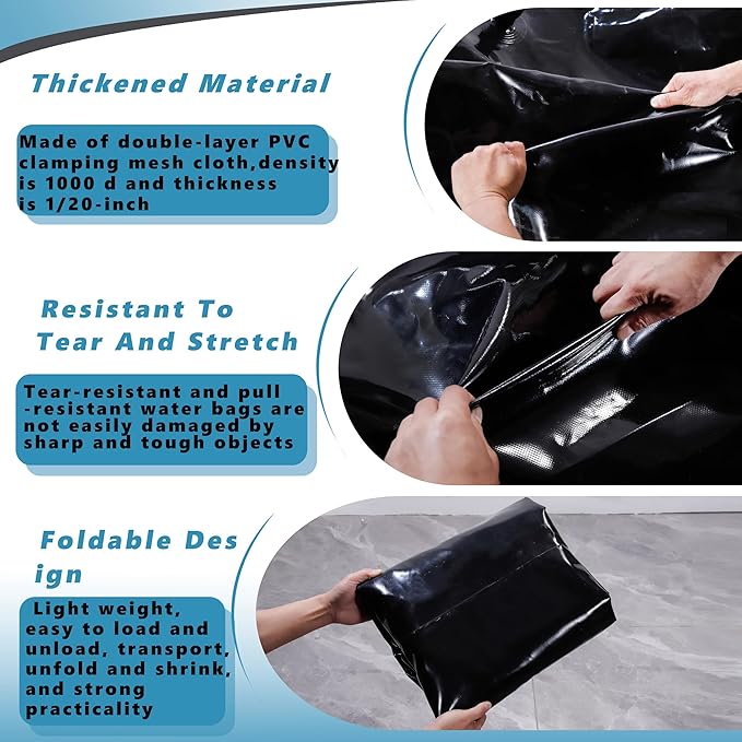 540 L/142 Gal Water Bladder Tank, Foldable Portable Water Storage Container, Emergency Water Bag for RV, Truck Bed, Fire Prevention, Drought Resistance, Black