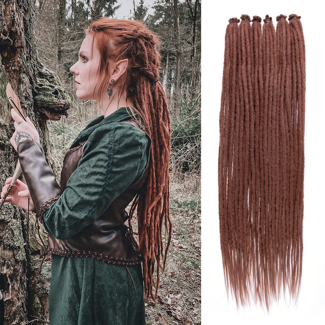 Leeven 40 Strands 24 Inch Dreadlock Extensions Brown Single Ended Hippie Dreads 0.6 cm Width Loc Extensions Reggae Style Synthetic Crochet Hair for Women and Men
