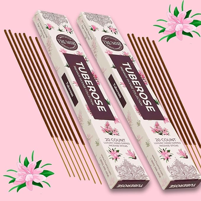 Tuberose Incense Sticks - Total 40 Insence-Sticks - Dual Pack of 20 Insense - Inciensos - Inscents - Natural Non Toxic Ingredients - Incents - Incence - Inscense - Insents