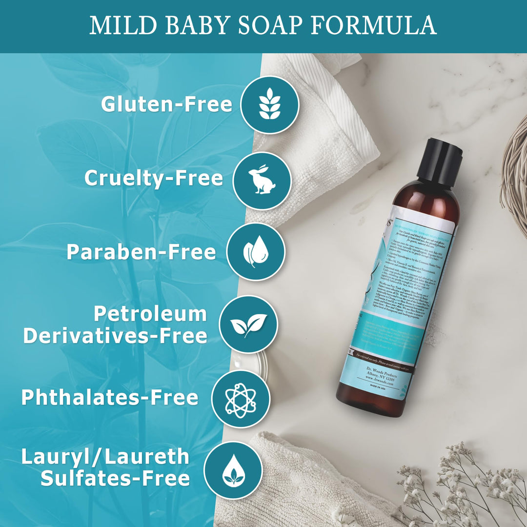 Dr. Woods Unscented Baby Mild Liquid Castile Soap with Organic Shea Butter, 8 Ounce