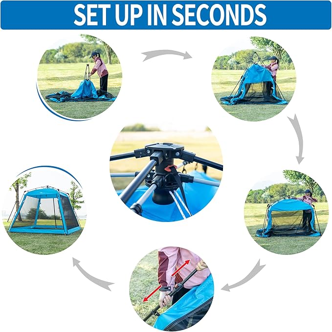 8.2'x8.2' Pop Up Canopy, 2025 Upgraded Outdoor Screen House Tent, Portable Folding Instant Camping Canopy, Easy Set-up Canopy -Olive Green