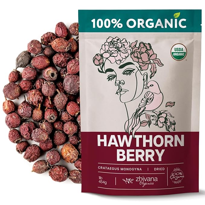 Organic Hawthorn Berry Tea (16 oz.) - Hawthorn Tea, Hawthorne Berries - High Blood Pressure, Heart Health Support, Relaxation