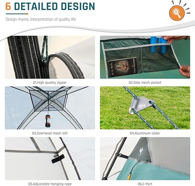 Tents for Camping 6/8/10/11 Person Large Camping Tent with Porch Big Tent with Rainfly & Reflective Windproof Rope Portable with Carry Bag for Family Camping & Hiking