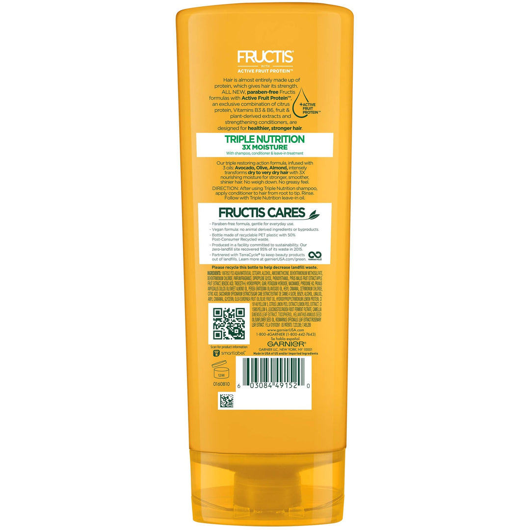 Garnier Fructis Triple Nutrition Conditioner, Dry to Very Dry Hair, 12 fl. oz.