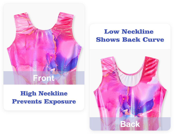 Domusgo Girls Leotard for Gymnastics Size 5-6 Years Old Pink Gold Tank Unitards One Piece Tumble Outfits