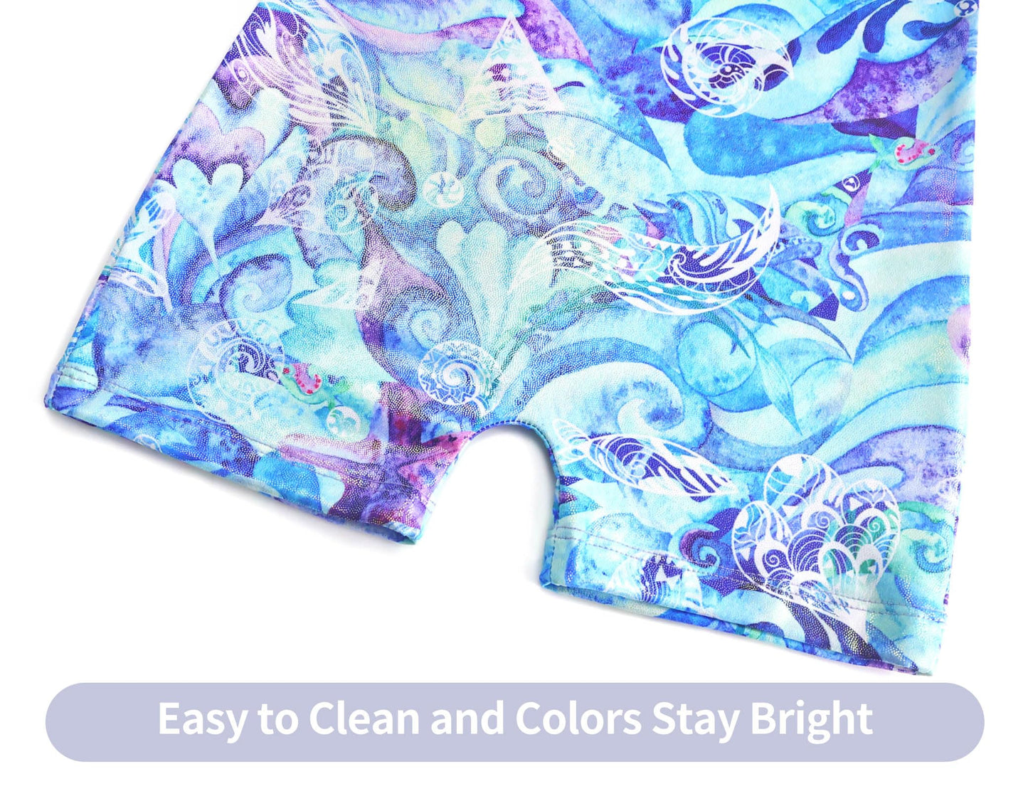 Domusgo Girls Gymnastics Leotards with Shorts Size 5-6 Years Old Shiny Animal Line Unitards for Kids