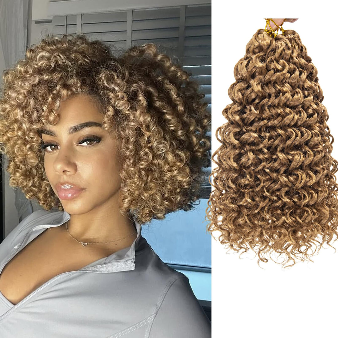 8 Packs Curly Crochet Hair GoGo Curl Crochet hair for Women Deep Wave Braiding hair,Synthetic Bohemian Crochet Braid Water Wave Crochet hair Extensions (27#, 12inch)