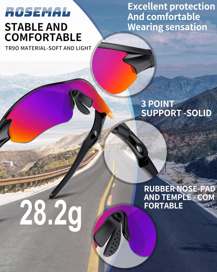 Polarized Sports Sunglasses for Men Women Youth Baseball Running Fishing Tennis Golf Cycling Driving Motor TAC UV400 TR90