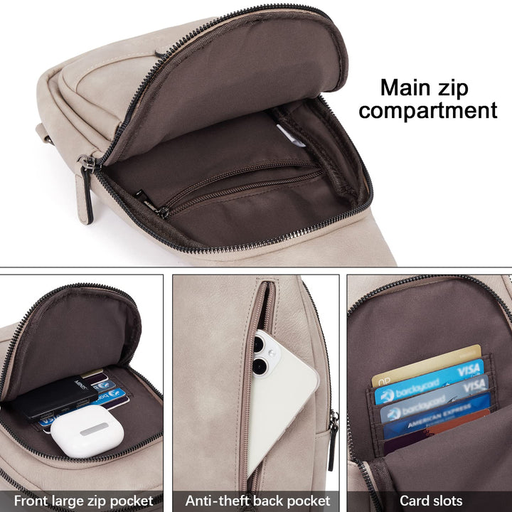 CLUCI Sling Bag for Women Crossbody Bag for Women Crossbody Bag Cross Body Bag for Woman Leather Large Sling Backpack Travel Cross Body Bag Hiking Cycling Grey