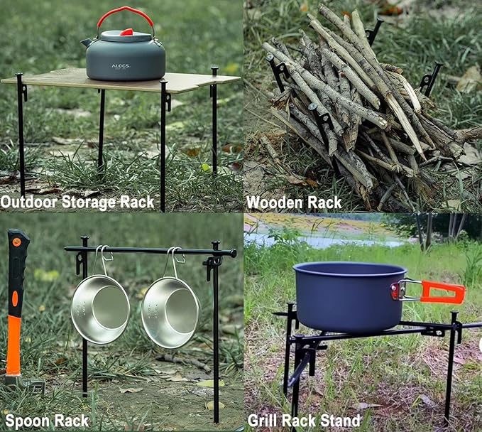 4 Pack Tent Stakes Heavy Duty Camping Stakes Steel Tent Pegs for Outdoor, Backpacking, Trip Hiking, Gardening, Unbreakable and Inflexible (Black, 12 inch Stakes)