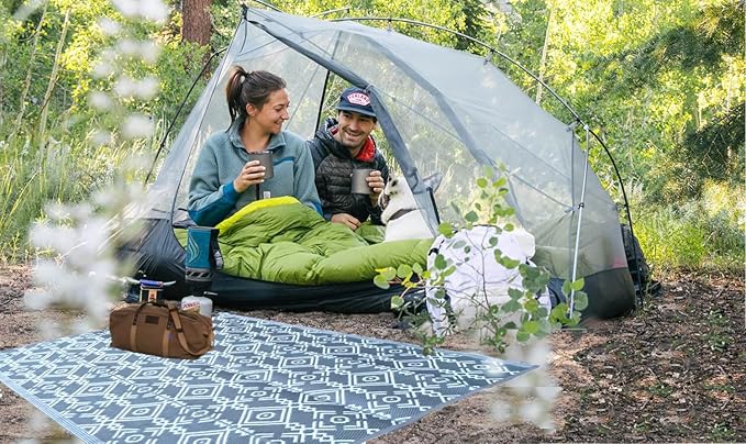 BalajeesUSA Outdoor Rug - 5x7 Grey Reversible Recycled Plastic Straw Patio Decor Waterproof Large RV Camper mat Camping 7032