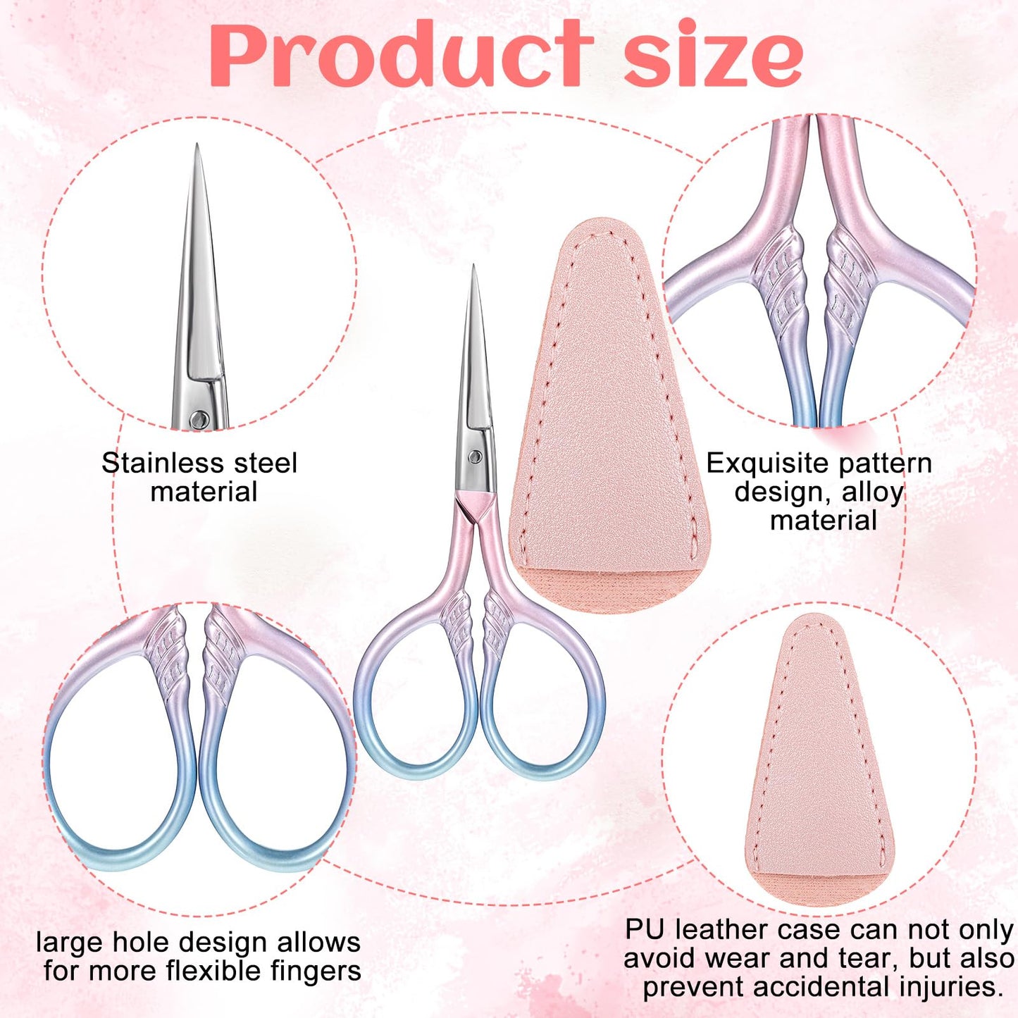 2Pcs Eyebrow Scissors Small Brow Trimmer Scissor Eye Brow Scissors Small Nose Hair Scissor Facial Hair Mini Grooming Scissors Stainless Steel Pointed for Eyelash Lash Mustache Manicure Beauty Cosmetic