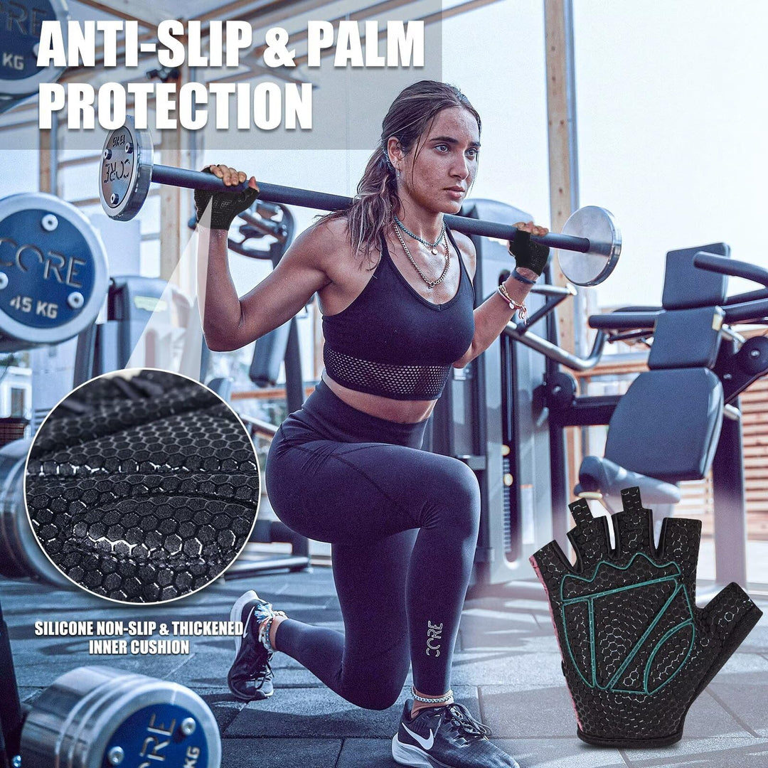 RIGWARL Workout Gloves, Lightweight Fitness Gloves with Full Palm Protection and Excellent Grip for Men Women, Weight Lifting Gloves for Cycling Pull ups Exercise (Thick Padding-Pink, XX-Small)