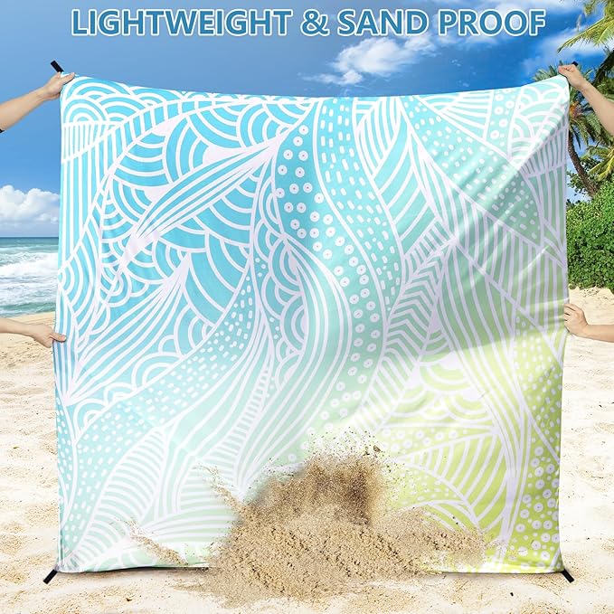 AISPARKY Beach Blanket Waterproof Sandproof, Oversized Large Beach Mat 79" X 83"/120"x108" for 1-8 Adults, Quick Drying&Compact&Lightweight, Picnic Mat Vacation Essentials for Beach Camping Travel