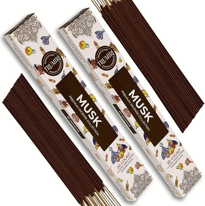 Musk Incense Sticks - Total 40 Insence-Sticks - Dual Pack of 20 Insense - Inciensos - Inscents - Natural Non Toxic Ingredients - Incents - Incence - Inscense - Insents