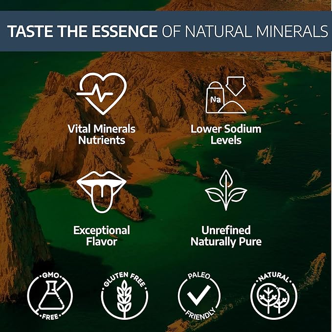 All Goods Products Baja Mineral Coarse Grain Sea Salt, 16 oz Natural Salt from Mexico, Unrefined, Hand-Harvested, Loaded with 90+ Essential Minerals, Kosher, 30% Low Sodium.