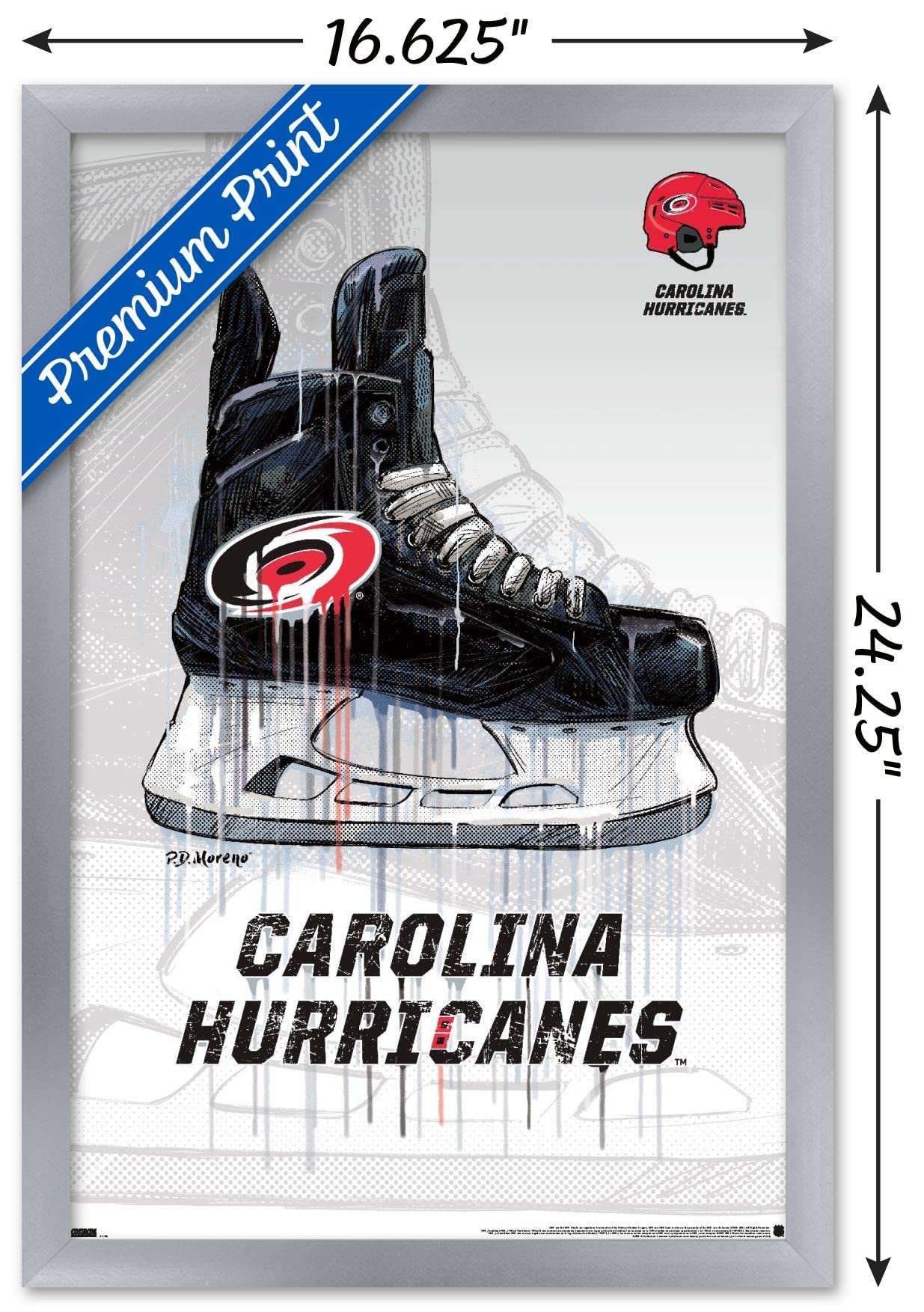 Trends International NHL Carolina Hurricanes - Drip Skate 21 Wall Poster, 14.725" x 22.375", Silver Framed Version