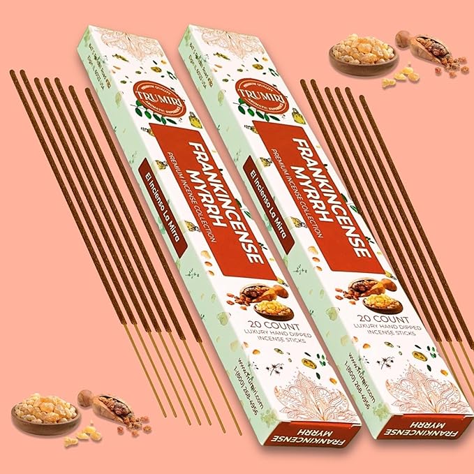 Frankincense and Myrrh Incense Sticks - Total 40 Insence-Sticks - Dual Pack of 20 Insense - Inciensos - Inscents - Natural Non Toxic Ingredients - Incents - Incence - Inscense - Insents