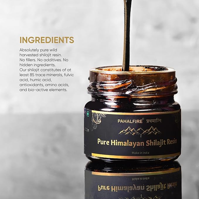 Shilajit Pure Himalayan Resin Gold Grade 400mg Pr Serving 100 Days Supply Wild harvested in India with Lab Test Report Fulvic Acid 85 Trace Minerals 40gm