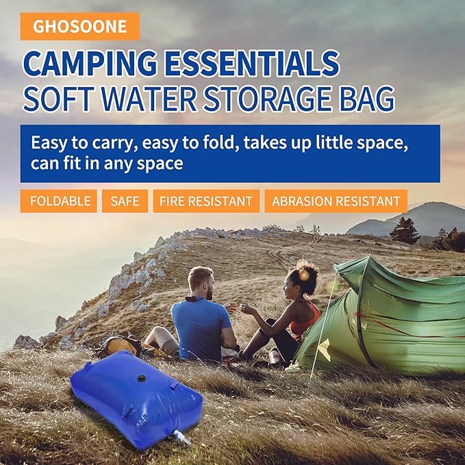 240 L/63 Gal Water Bladder Tank, Foldable Portable Water Storage Container, Emergency Water Bag for RV, Truck Bed, Fire Prevention, Drought Resistance, Blue