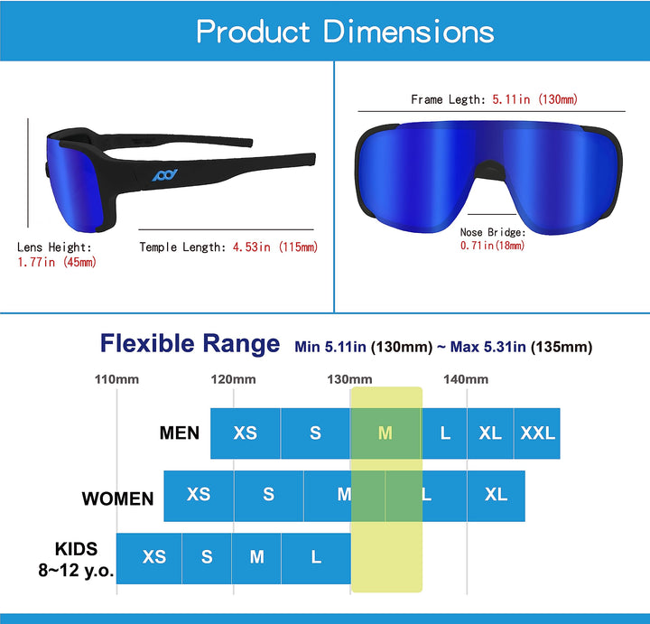 XII WY Polarized Youth Kids Sports Sunglasses Cycling Running Golf for Boys Girls