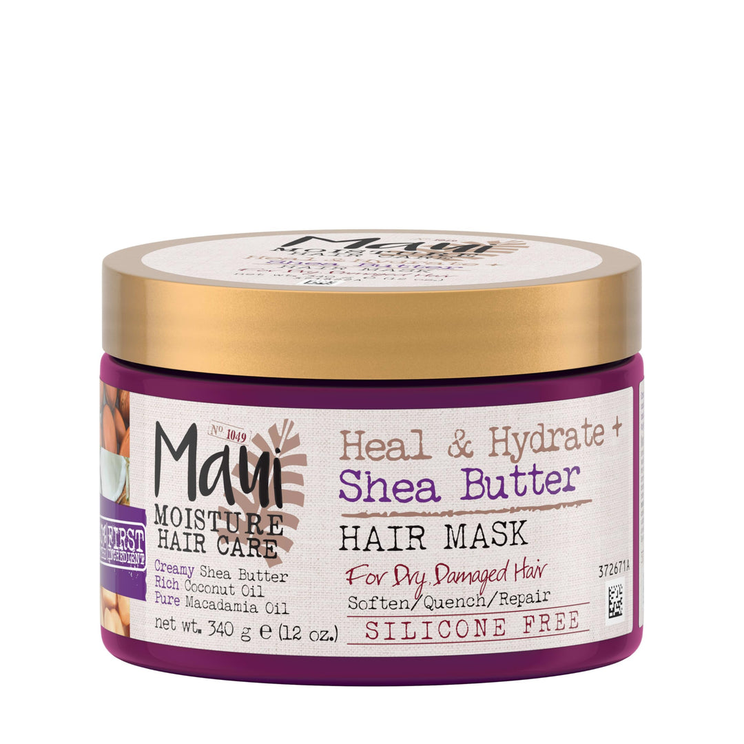 Maui Moisture Heal & Hydrate + Shea Butter Hair Mask & Leave-In Conditioner Treatment to Deeply Nourish Curls & Help Repair Split Ends, Vegan, Silicone, Paraben & Sulfate-Free, 12 Ounce