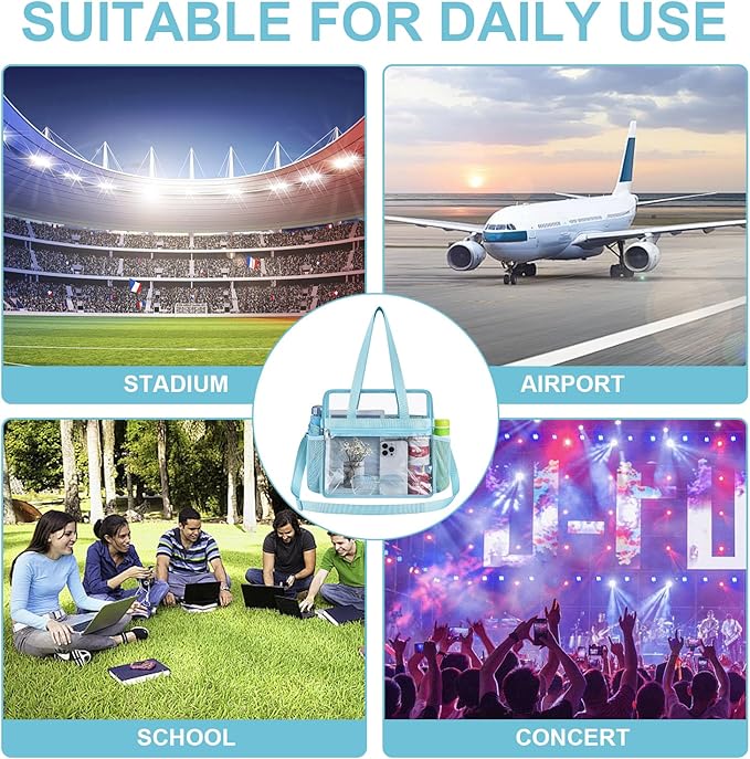 USPECLARE Clear Tote Stadium Approved, Security Travel & Gym Clear Bag for Work Sports Games Concerts