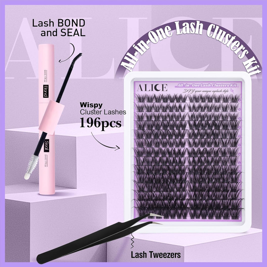 ALICE DIY Natural Lash Clusters | Wispy Anime Cat Eye | 10-16mm, 144 Pcs