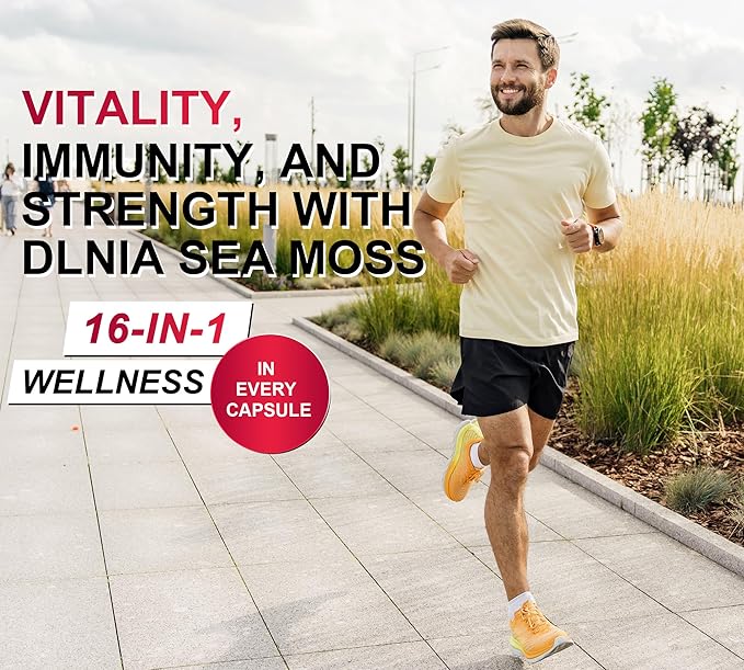 16-in-1 Organic Sea Moss, Ashwagandha, Black Seed Oil, Turmeric, Bladderwrack Burdock, Vitamin C & D3 with Elderberry Manuka Dandelion Yellow Dock