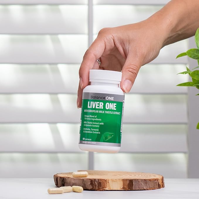 Balance ONE Liver Support Supplement with Milk Thistle Extract, Dandelion Root & Molybdenum – Natural Liver Cleanse, Repair & Detox for Men & Women - Vegan Capsules, 1 Month Supply - Liver One