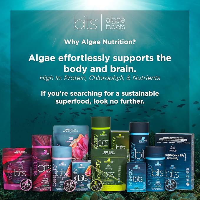 BEAUTYbits - Organic Spirulina Tablets - Algae Superfood - Collagen, Protein, Chlorophyll - Hair, Nails, & Skin Care - Vegan, Keto, Gluten Free - Self Care - Skincare Beauty Gifts - 2 Bags, 60 Tablets