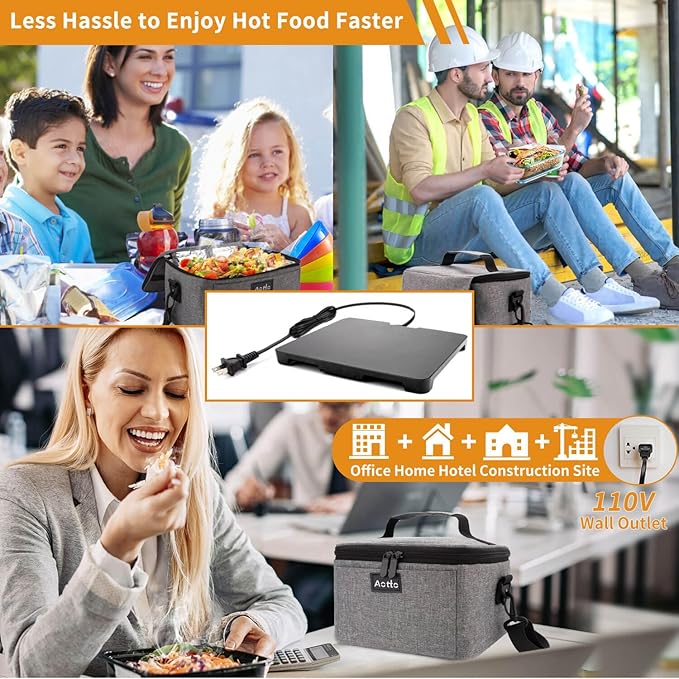 Portable Oven | 110V Portable Food Warmer | Mini Portable Microwave Electric Heated Lunch Box for Cooking & Reheating Food in Office, Dorm, Hotel, Potlucks, Travel, Home | Aotto