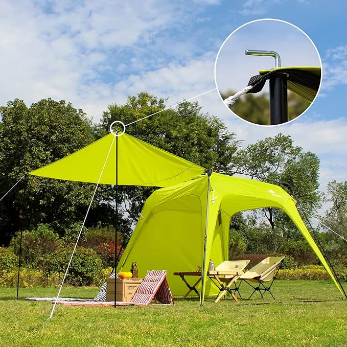 Pop Up Canopy Sun Shelters Shade Tent Camping Canopy 8.2' X 8.2' - Instant Portable Sports Cabana Umbrella, Easy Set-up and Take Down, with Sun Protection and One Shade Wall Included (Awning Green)