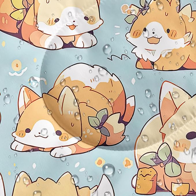 AILONEN Cartoon Fox Camping Sleeping Bag for Boys Girls Adults,Lightweight & Waterproof,3 Season Warm & Cold Weather,Portable,Kawaii Fox Printed Sleeping Bag,Traveling,Camping,Hiking