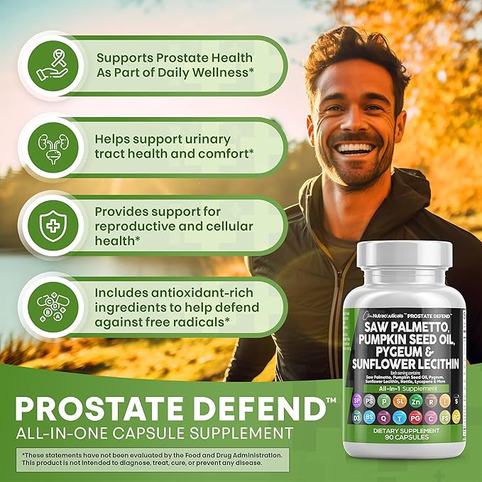 Clean Nutraceuticals Saw Palmetto Pumpkin Seed Oil Pygeum Sunflower Lecithin Stinging Nettle Cranberry - Prostate Supplements for Men with Lycopene - 90 Caps