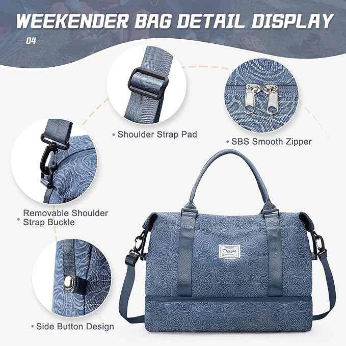 Travel Duffel Bag,Sports Tote Gym Bag,Shoulder Weekender Overnight Bag for Women