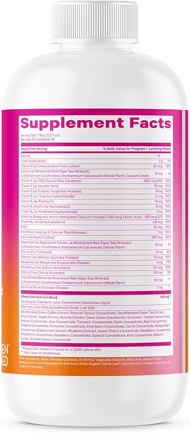 Pink Stork Liquid Prenatal Vitamins for Women - for Fertility, Pregnancy, Postpartum - Morning Sickness Support - 64 Servings - 2 Pack