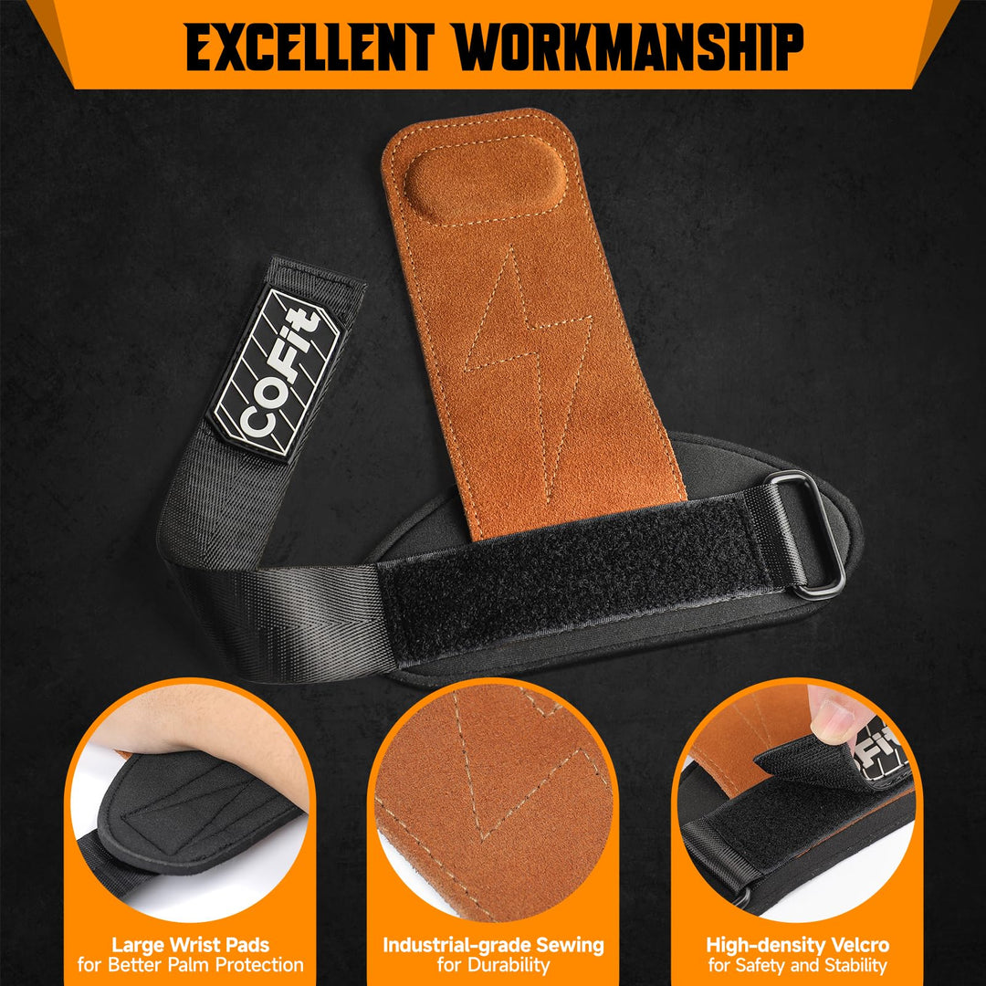 COFIT Wrist Straps for Weightlifting, Workout Wrist Wraps with Dual-Layer Oxford Leather, Enhanced Grip for Optimal Hand and Wrist Protection, Gym Lifting Straps for Deadlift and Powerlifting - Brown