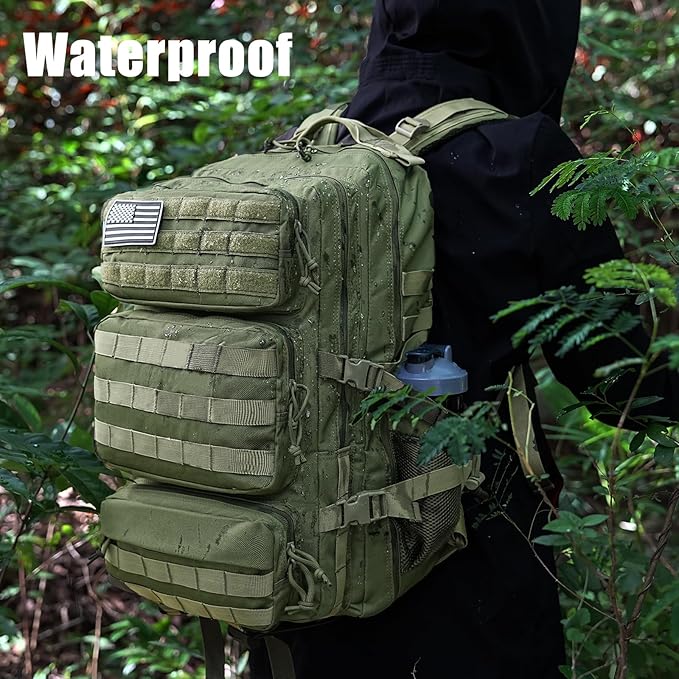 Military Tactical Backpack 50L Large Day Backpack for Men Molle Army 3 Days Assault Pack Bug Out Bag Water Resistant and Heavy Duty Hiking Treeking Rucksack - Dark Green