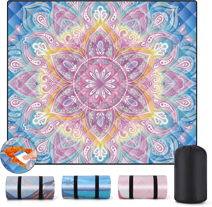 Picnic Blankets 60x80 Beachy Blanket Excersize Yogamat with Bag Womens Mens Travel Kit Camping Needs RV Decorations Long Car Road Trips Organizers Vacation Storage Gifts for Toddlers Friends