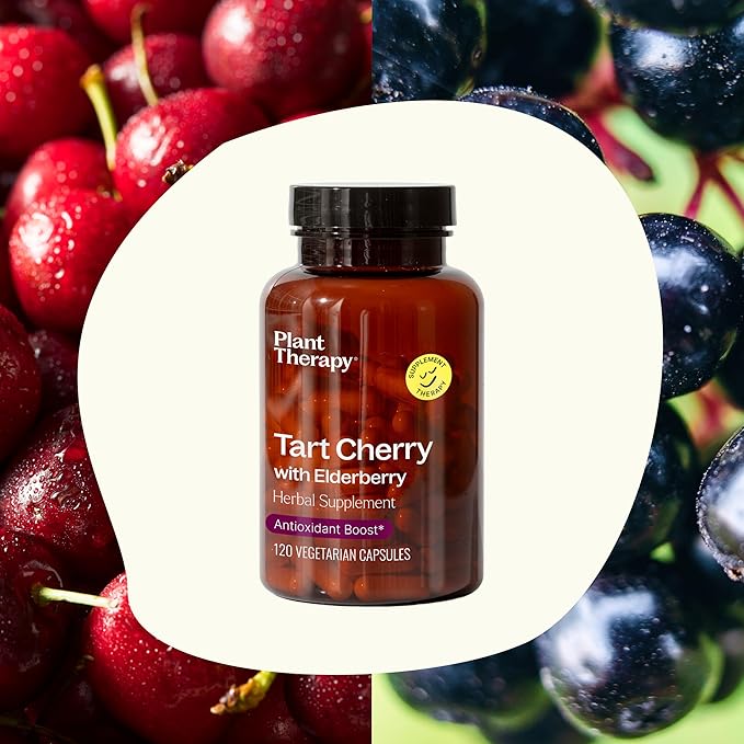 Plant Therapy Brain Boost & Tart Cherry with Elderberry Herbal Supplement Capsules